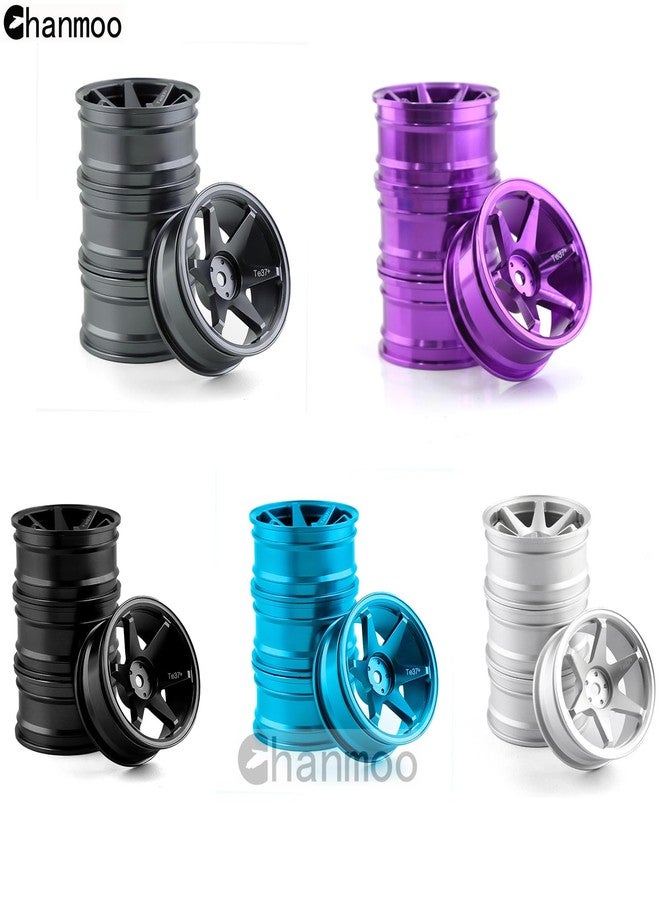 Chanmoo 1/10 RC On Road Wheels Rims 12mm Hex Alloy Aluminum Drift Hubs For 1:10 Rally Racing Car Tires Tamiya TT01 TT02 XV01 TA06 A959 PTG2 HPI KYOSHO HSP PTG2 Touring Street Tyres 4PCS (Titanium) - Image 5