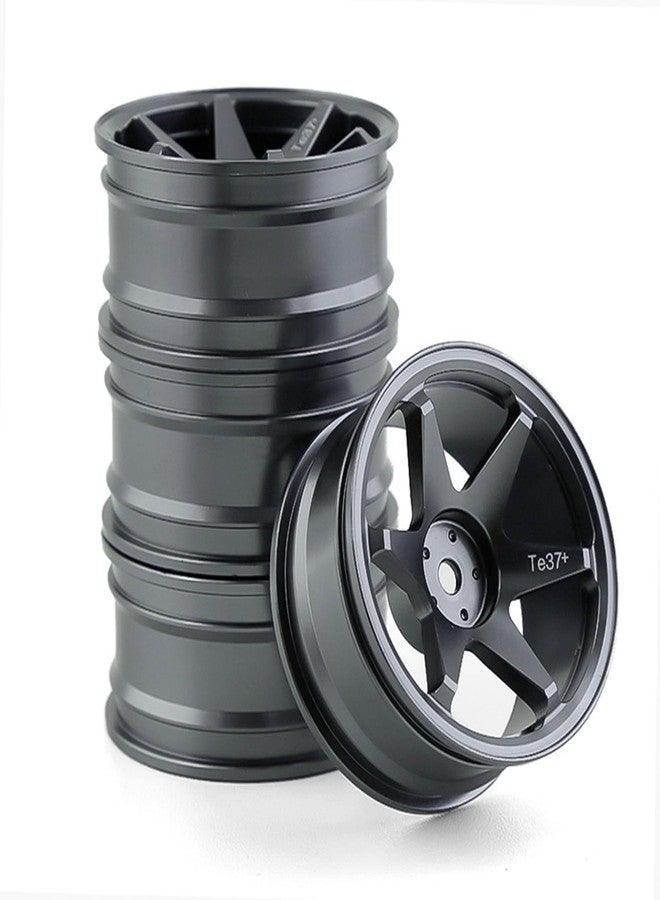 Chanmoo 1/10 RC On Road Wheels Rims 12mm Hex Alloy Aluminum Drift Hubs For 1:10 Rally Racing Car Tires Tamiya TT01 TT02 XV01 TA06 A959 PTG2 HPI KYOSHO HSP PTG2 Touring Street Tyres 4PCS (Titanium) - Image 1