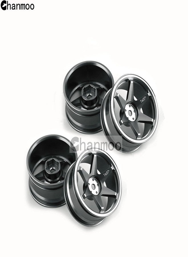 Chanmoo 1/10 RC On Road Wheels Rims 12mm Hex Alloy Aluminum Drift Hubs For 1:10 Rally Racing Car Tires Tamiya TT01 TT02 XV01 TA06 A959 PTG2 HPI KYOSHO HSP PTG2 Touring Street Tyres 4PCS (Titanium) - Image 3