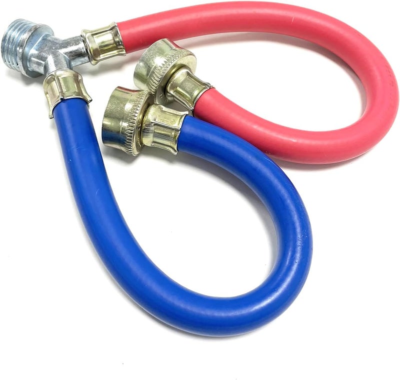 PEVEPEXE Hot Cold Washer Hose Rubber Y Mixer Plumbing Connector Burst Proof Water Line Hoses For All Washing Machine and Dryer, 3/4" Fittings, 1 FT Length - Image 1