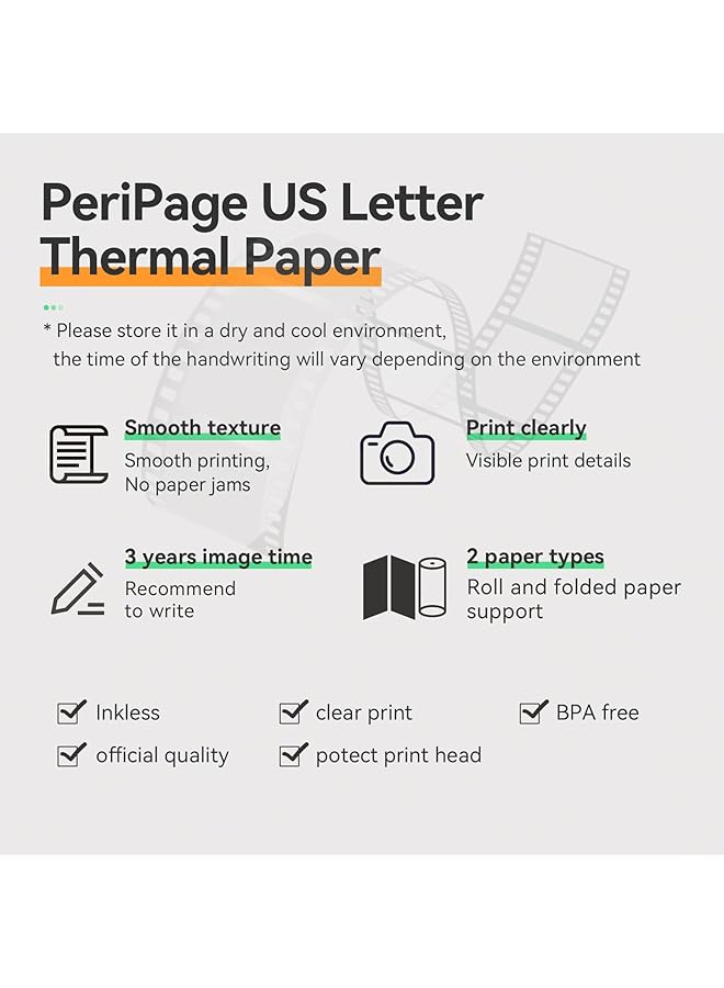 erorex 200 Pcs Folded Us Letter Thermal Printer Paper For Quick Dry 8.5 - Image 3