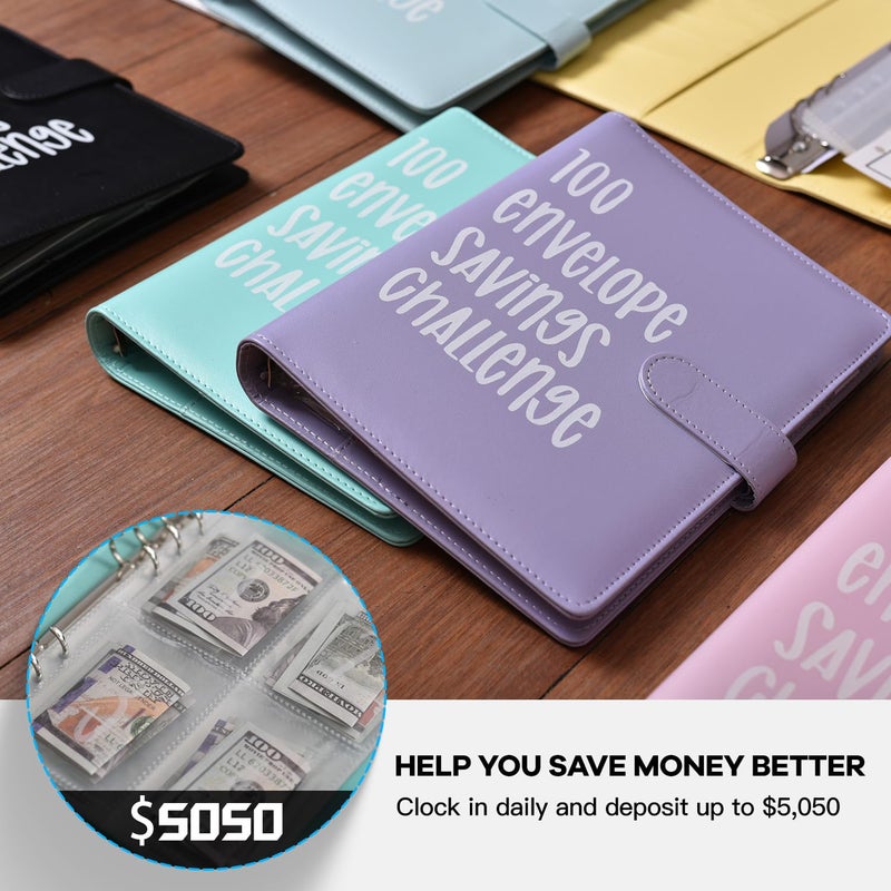 ARRLSDB 100 Envelopes Challenge Binder, 100 Envelopes Money Saving Challenge, A5 Money Saving Budget Binder with Cash Envelopes to Save $5,050 Budget Planner (Pink) - Image 5