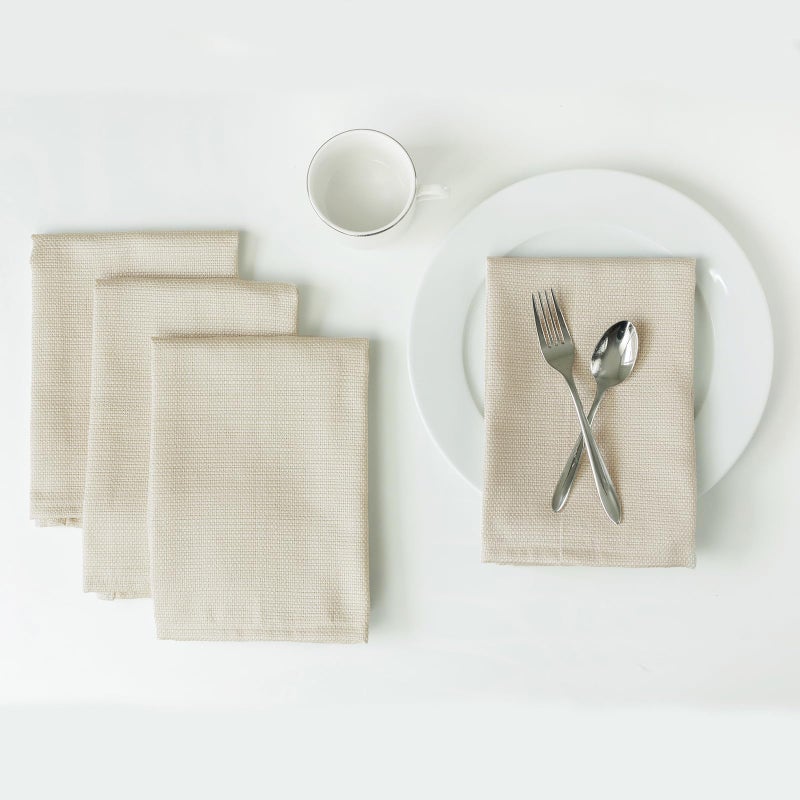 Benson Mills Cameron Textured Fabric Cloth Napkins for Everyday Home Dining Parties Weddings Holiday Tablecloths 18 x 18 Napkin Set of 4 FlaxBeigeTaupe