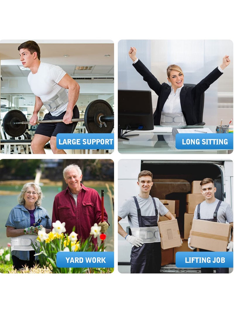 كاست ويف دعامة الظهر لتخفيف آلام أسفل الظهر، حزام دعم قابل للتعديل للقرص المنفتق، دعامة عرق النسا القابلة للإزالة، مجموعتان من نسيج داعم قابل للتنفس، مناسب تمامًا للرجال والنساء (رمادي، كبير) - Image 4