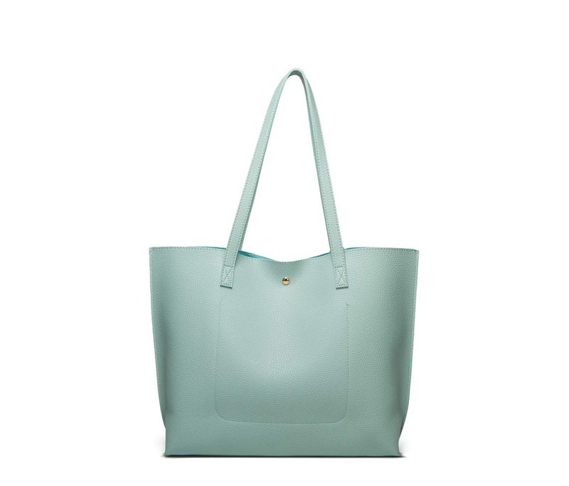 Dreubea Women's Soft Faux Leather Tote Shoulder Bag from, Big Capacity Tassel Handbag Aquamarine - Image 2