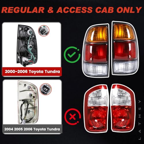 Lathsy Tail Light Assembly Compatible With 2000 2001 2002 2003 2004 2005 2006 Toyota Tundra Driver and Passsenger Side Taillights Replace 81550-0C010 81560-0C010(Only Fit Regular and Access Cab) - Image 4
