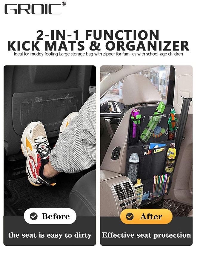 GROIC 2Pcs Car Backseat Organizers for Kids,Kick Mats Car Back Seat Protector,Car Organizer Travel Accessories with Touch Screen Tablet Holder Storage Pockets  - Image 5