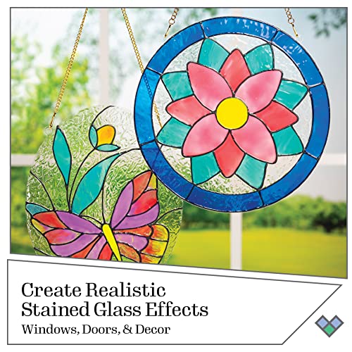 Gallery Glass مجموعة أدوات الرسم على الزجاج الملون Gallery Glass PROMOGGSTR22، 10 قطع تشمل 6 ألوان، زجاجة واحدة من السائل الرصاصي، 2 أسطح بلاستيكية وعبوة نمط تحتوي على 20 قالبًا - Image 3