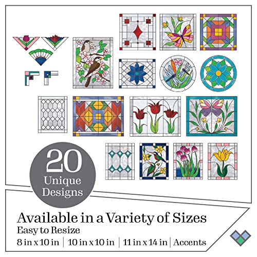 Gallery Glass مجموعة أدوات الرسم على الزجاج الملون Gallery Glass PROMOGGSTR22، 10 قطع تشمل 6 ألوان، زجاجة واحدة من السائل الرصاصي، 2 أسطح بلاستيكية وعبوة نمط تحتوي على 20 قالبًا - Image 4