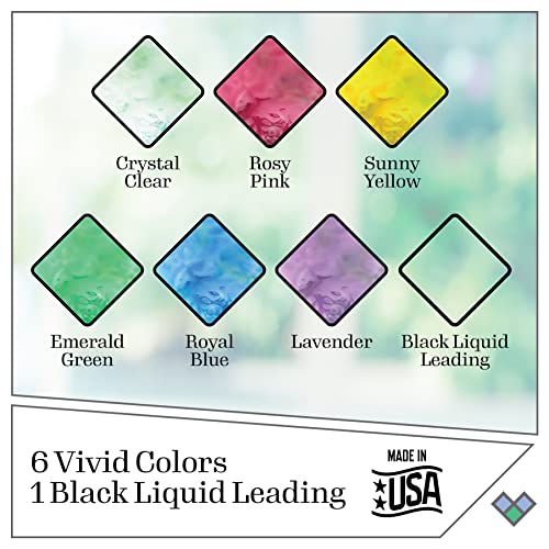 Gallery Glass مجموعة أدوات الرسم على الزجاج الملون Gallery Glass PROMOGGSTR22، 10 قطع تشمل 6 ألوان، زجاجة واحدة من السائل الرصاصي، 2 أسطح بلاستيكية وعبوة نمط تحتوي على 20 قالبًا - Image 2