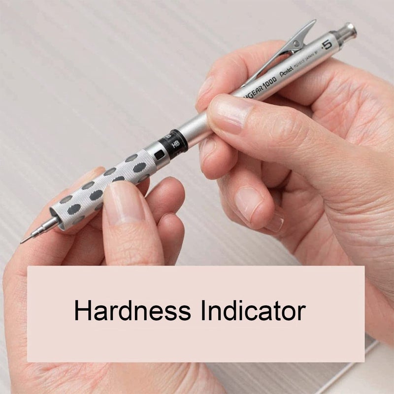 Pentel قلم رصاص ميكانيكي أوتوماتيكي من بنتل جراف جير 1000 - 0.5 مم - يشمل إعادة تعبئة الرصاص والممحاة - مقبض معدني مشطوف مع وسادات ناعمة - Image 5