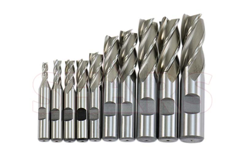 Shars 3/16" - 3/4" 10 PCS HSS Uncoated 4 Flutes Single End Center Cut End Mill Set 404-5872 M - Image 2