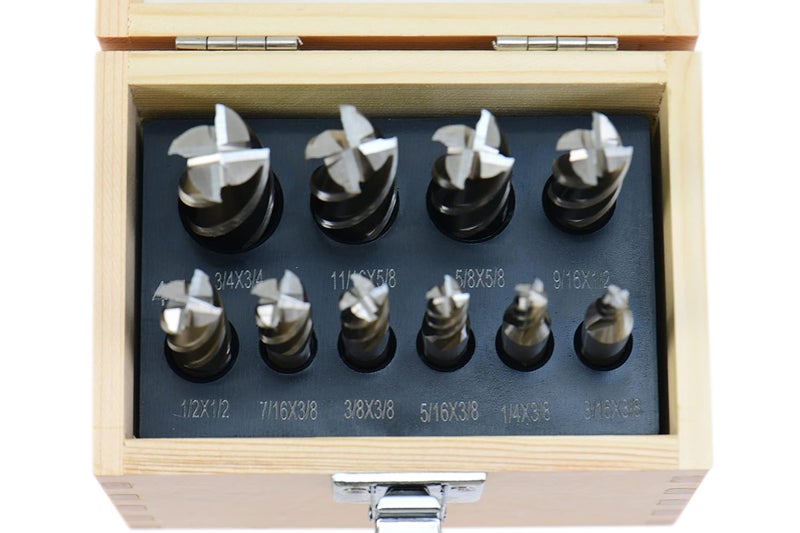 Shars 3/16" - 3/4" 10 PCS HSS Uncoated 4 Flutes Single End Center Cut End Mill Set 404-5872 M - Image 1