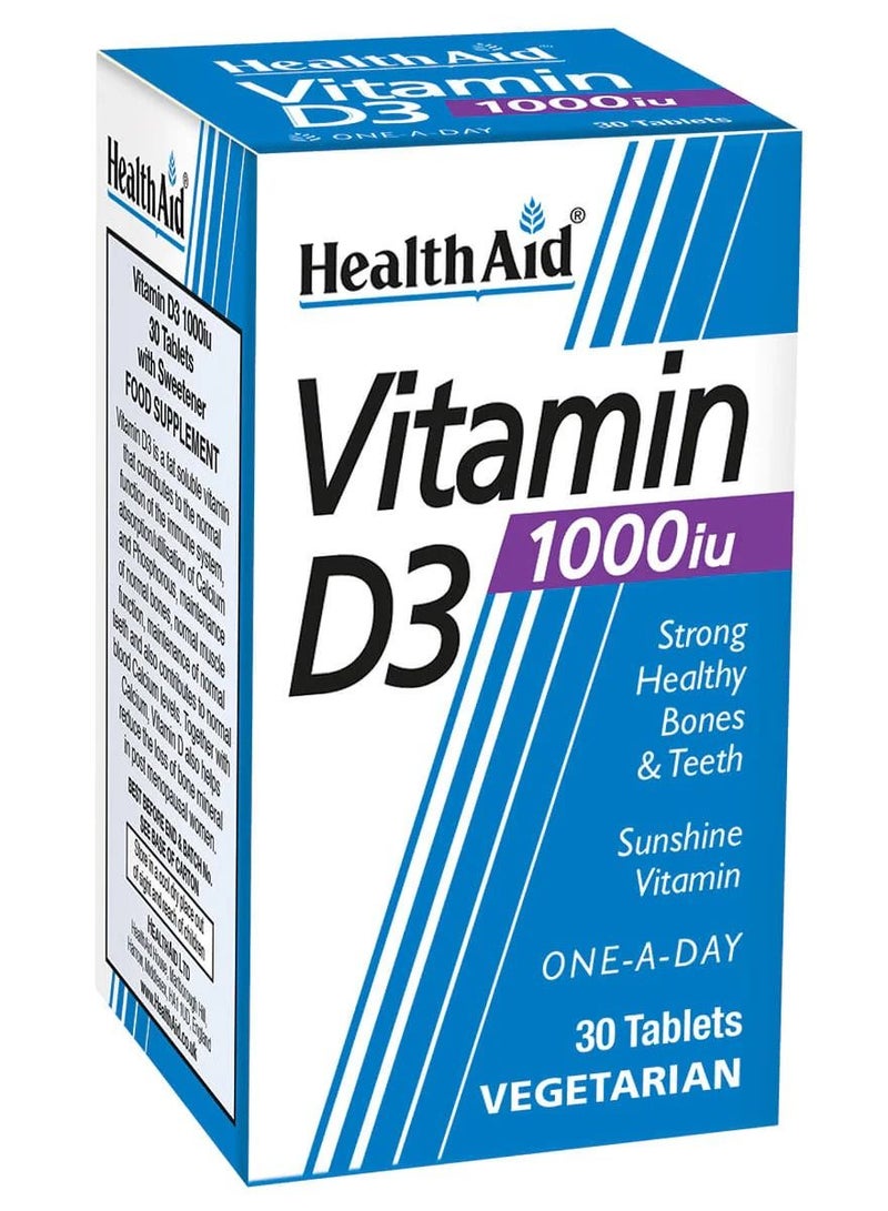 HealthAid Vitamin D 3 1000 iu 30 tabs - Image 1