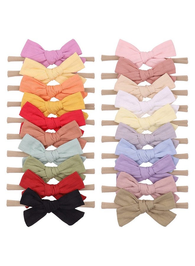 چولي بوز 20 قطعة طفل الفتيات القطن فيونكات شعر Headbands النايلون العصابات الشعر مرونة إكسسوارات الشعر للأطفال حديثي الولادة الرضع الصغار - Image 1