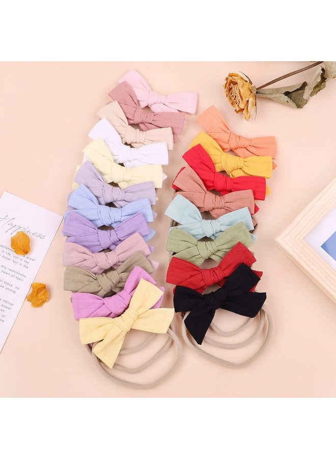 چولي بوز 20 قطعة طفل الفتيات القطن فيونكات شعر Headbands النايلون العصابات الشعر مرونة إكسسوارات الشعر للأطفال حديثي الولادة الرضع الصغار - Image 3