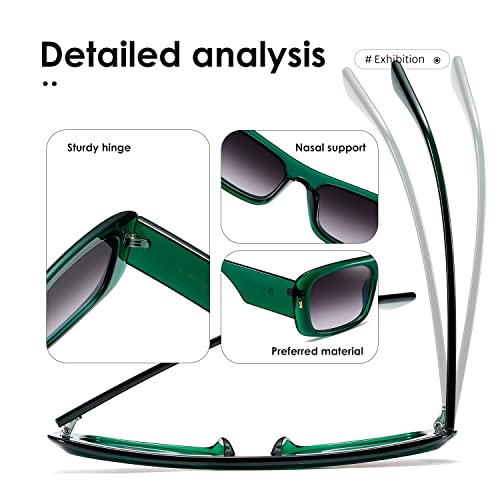 kimorn Sunglasses for Women Men Trendy Retro Fashion Sun Glasses 90’s Vintage Y2K Oversize Square Frame Shades K1337 (Green Gradient Grey) - Image 5