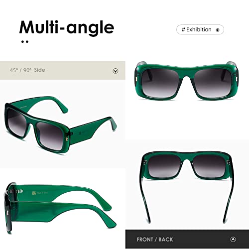 kimorn Sunglasses for Women Men Trendy Retro Fashion Sun Glasses 90’s Vintage Y2K Oversize Square Frame Shades K1337 (Green Gradient Grey) - Image 4