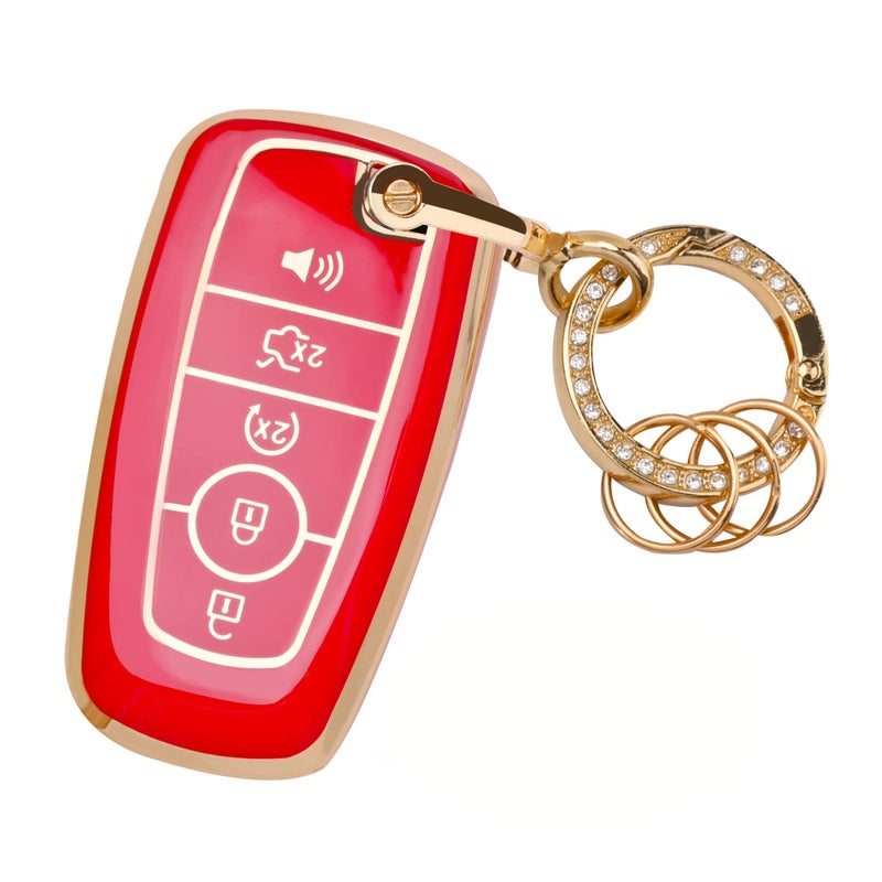 for Ford Key Fob Cover - Soft TPU Key Fob Case Shell Cover Holder Protector for Ford Edge Fusion Explorer Mustang Lincoln MKZ MKC MKX Smart Keyless Remote（White