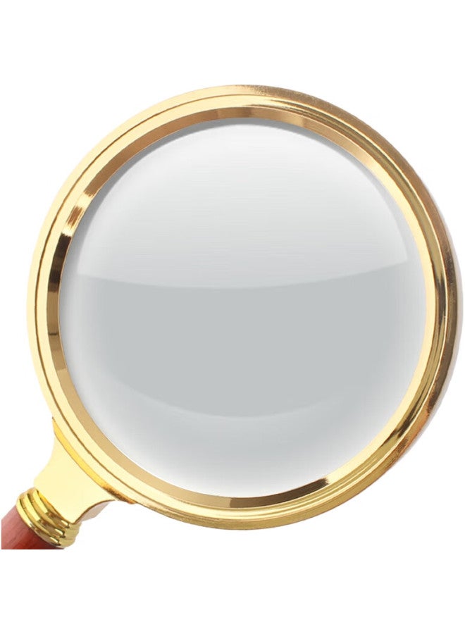 MIXOUT Handheld Magnifying Glass For Reading And Appreciation, Metal Wooden Handle, High Magnification, High Definition, Large Aperture 90Mm, Gift Magnifier - Image 1