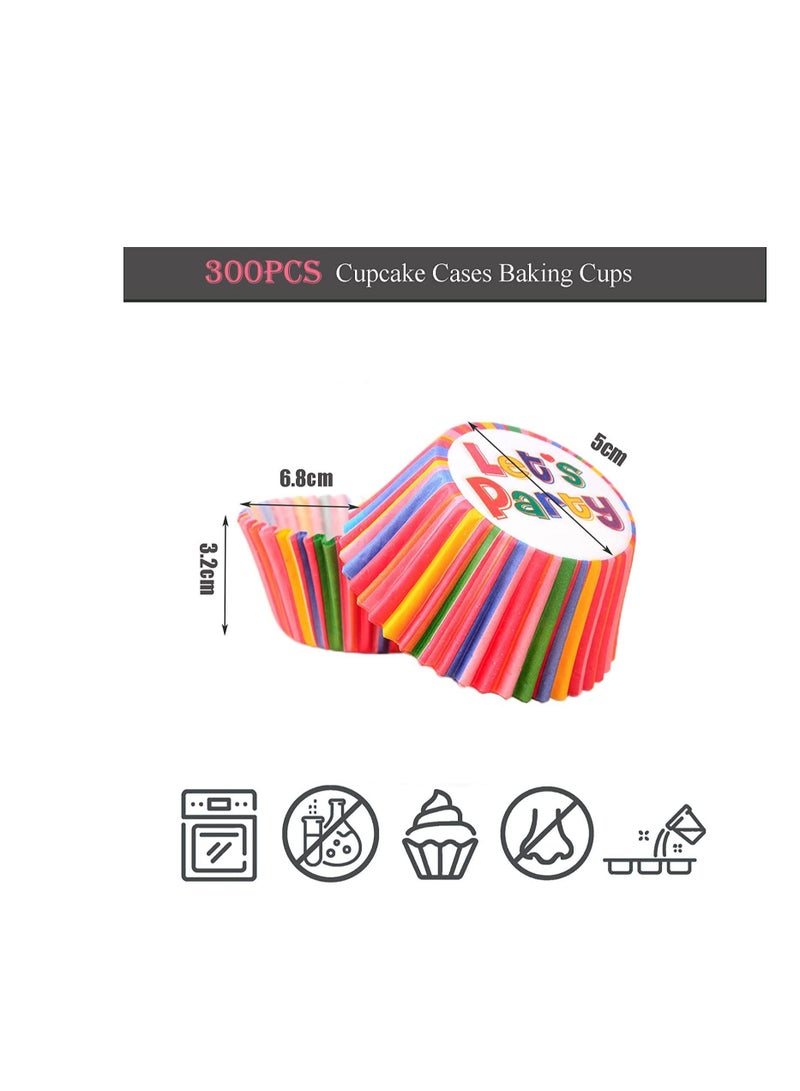 300pcs Colorful Cupcake Cases Paper Baking Cups, Muffin Cases for Baking - Muffin  Cupcake Liners Wrappers Cases, Cupcake Decorations Supplies for Holiday, Boys Girls Birthday, Wedding, Hen Party - Image 2