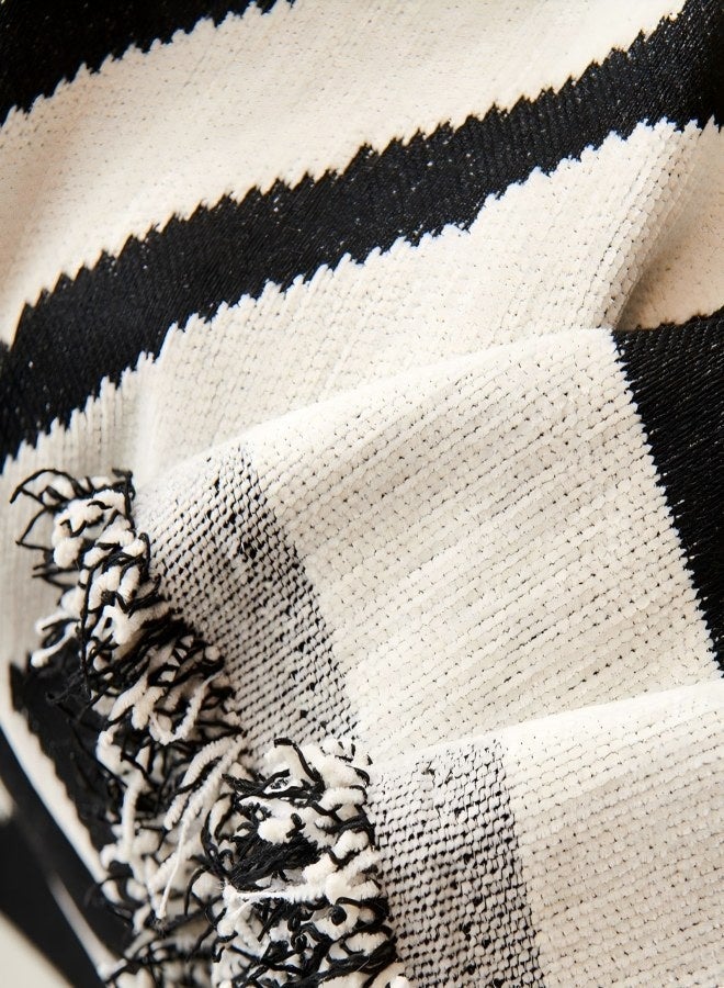 غطاء أريكة مخطط بالأبيض والأسود ، غطاء أريكة مقاوم للماء ، منشفة غطاء أريكة أثاث الشنيل ، واقي أريكة القط ، غطاء أريكة الأثاث الزخرفي كبير الحجم ، 180 * 230 سم - Image 5