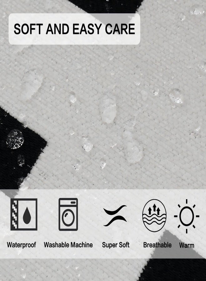 غطاء أريكة مخطط بالأبيض والأسود ، غطاء أريكة مقاوم للماء ، منشفة غطاء أريكة أثاث الشنيل ، واقي أريكة القط ، غطاء أريكة الأثاث الزخرفي كبير الحجم ، 180 * 230 سم - Image 2
