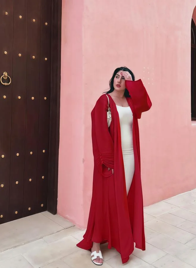 تايك تو عباية سادة بأكمام طويلة - ماروني