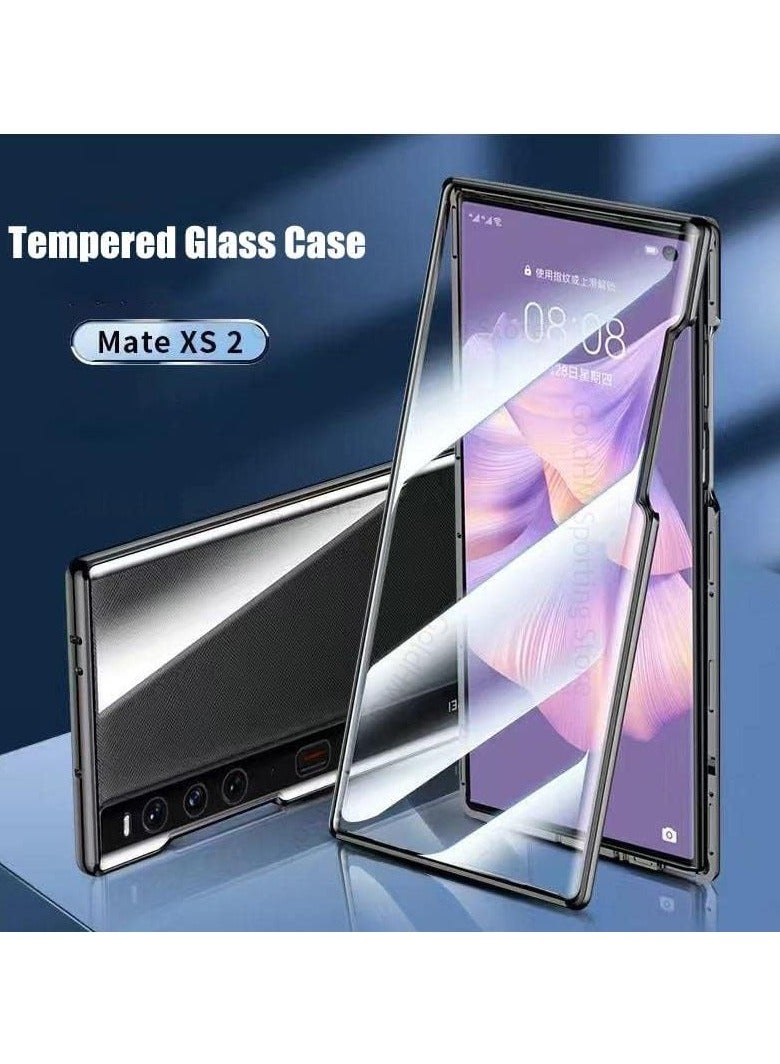 عام غلاف زجاج مقوى متوافق مع هاتف Huawei Mate Xs 2، غلاف قابضي مغناطيسي مزدوج الجوانب بزاوية 360 درجة لحماية Mate Xs 2. - Image 2
