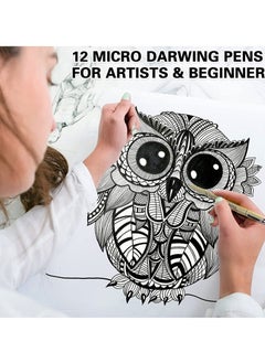 OMEVE 12 Black Drawing Pens, Liquid Fineliner Pens, Art Pens Set, Waterproof Pens, Quick Drying Micro Fine Point Drawing Pens for Artist,Manga Pens,for Sketching,Technical Drawing  - Image 4