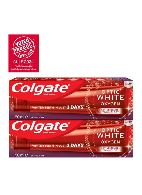 Optic White Oxygen Teeth Whitening Toothpaste 2 x 50ml