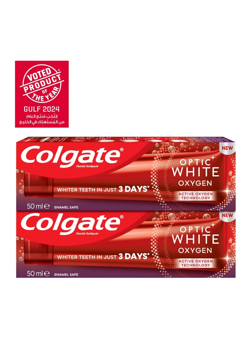 Colgate - Optic White Oxygen Teeth Whitening Toothpaste 2 x 50ml - Image 1