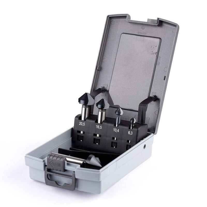 WSH-TOOLS Countersink HSS-G 90° DIN 335C uneven pitch Set of 5pcs AlTiN | Chatter-Free Deburring Tool Dubai UAE - Image 1