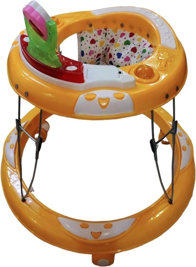 Maanit Musical Baby Walker for 6-24 Months - 6-Wheel Adjustable Foldable Infant Walker with Cushioned Seat, 360° Rotating Wheels - Lightweight Safe Learning Walker for Toddlers (Yellow) - Image 2