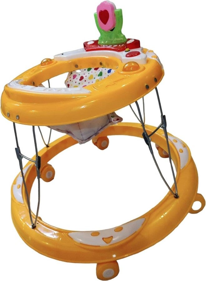Maanit Musical Baby Walker for 6-24 Months - 6-Wheel Adjustable Foldable Infant Walker with Cushioned Seat, 360° Rotating Wheels - Lightweight Safe Learning Walker for Toddlers (Yellow) - Image 3