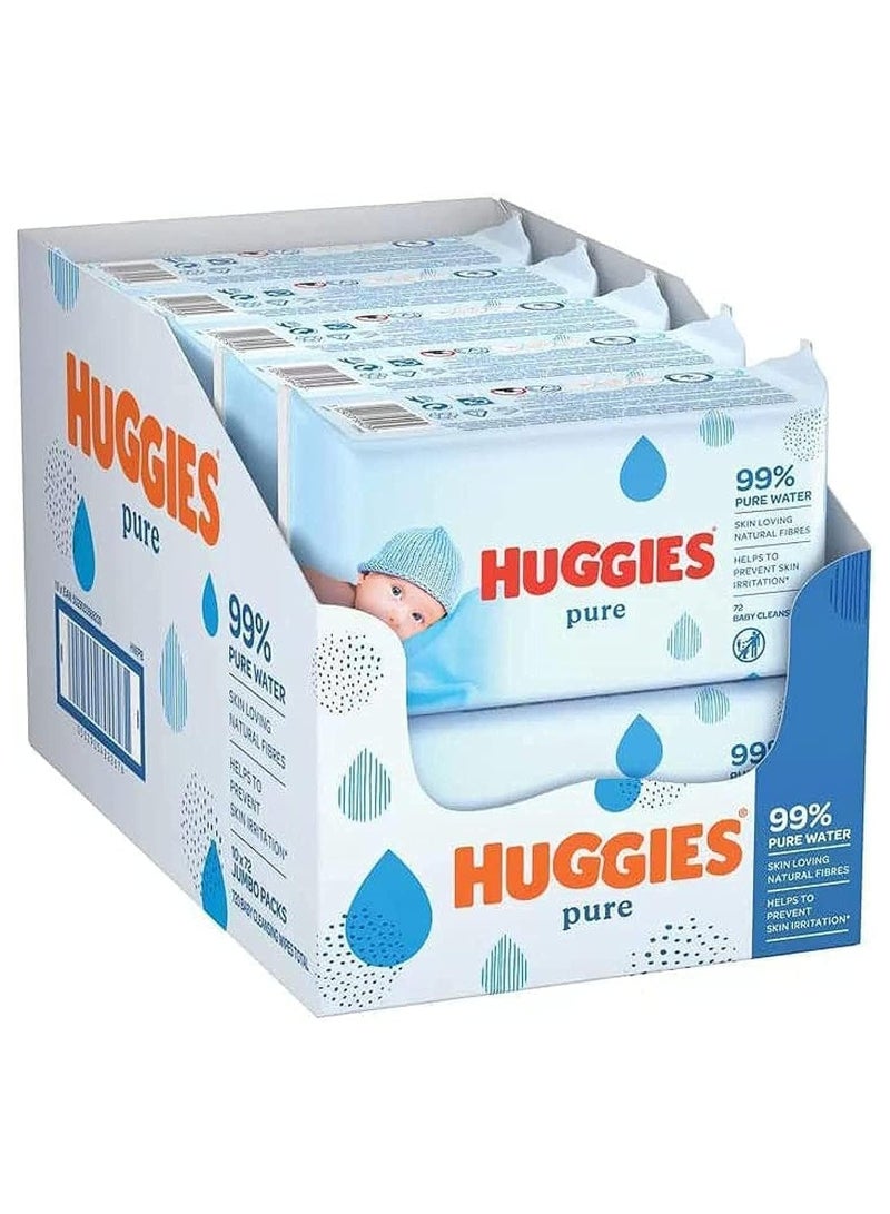 HUGGIES huggie HUGGIES PURE BABY WIPES PACK OF 6 (336 WIPES) - Image 1