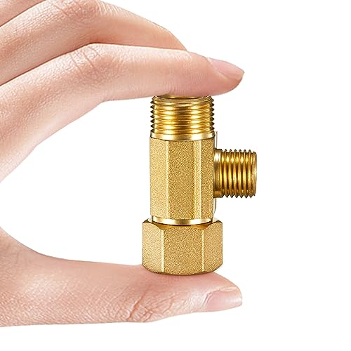 Ondiomn Brass Water Line Adapter Splitter for Refrigerator, Ice Maker Fridge Supply Line Tee Valve with 1/4 Compression Fitting(1/4"-3/8"-3/8", 1 PCS) - Image 1