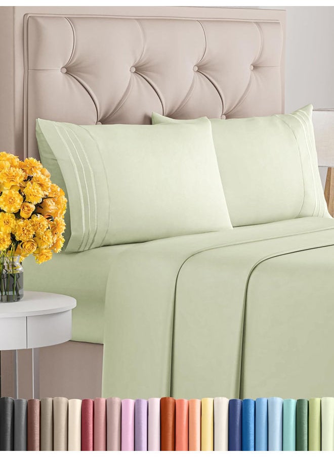SIGNOOLA - Signoola Flat Sheet Set Of 4 Pieces - Comfy Breathable & Cooling Sheets - Hotel Luxury Bed Sheets ( 180 x 240 cm )   - Deep Pockets, Easy-Fit, Extra Soft - Sage - Image 1