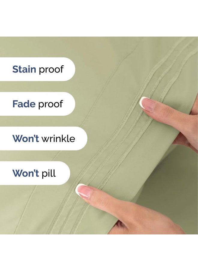 SIGNOOLA - Signoola Flat Sheet Set Of 4 Pieces - Comfy Breathable & Cooling Sheets - Hotel Luxury Bed Sheets ( 180 x 240 cm )   - Deep Pockets, Easy-Fit, Extra Soft - Sage - Image 1