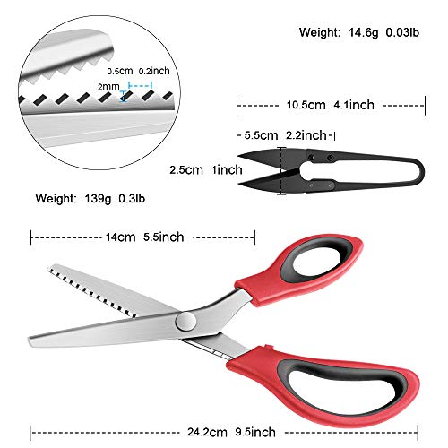 YAZEMKEL Pinking Shears Serrated,Comfort Grips Handled, Professional Dressmaking Sewing Craft Zig Zag Cut Scissors, Suitable for Many Kinds of Fabrics and Paper, 9 Inch Red - Image 3