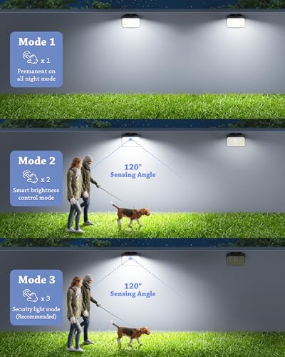 CLAONER 6-Pack Solar Motion Sensor Lights Outdoor, 168 LED Waterproof Security Light with 3 Modes, for Garden, Fence, Garage, Deck, Door Step - Image 4