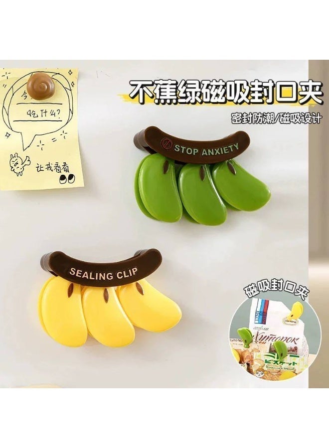 Banana Sealing Clip Reusable Bag Clamp With Strong Fridge Magnet Fun Kitchen Snack Bag Sealer Novelty Banana Fridge Accessory (Yellow) - Image 5