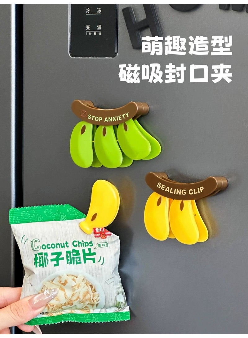 Banana Sealing Clip Reusable Bag Clamp With Strong Fridge Magnet Fun Kitchen Snack Bag Sealer Novelty Banana Fridge Accessory (Yellow) - Image 3