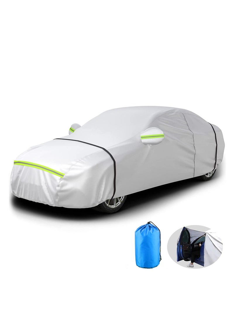 ZUIHAO Full Car Cover with Reflective Strip Universal Fit 177-194 Inch 5 Layer Heavy Duty Sun Protection Waterproof Dustproof Snowproof Windproof Scratch Resistant with Storage Bag Sedan Cover - Image 1
