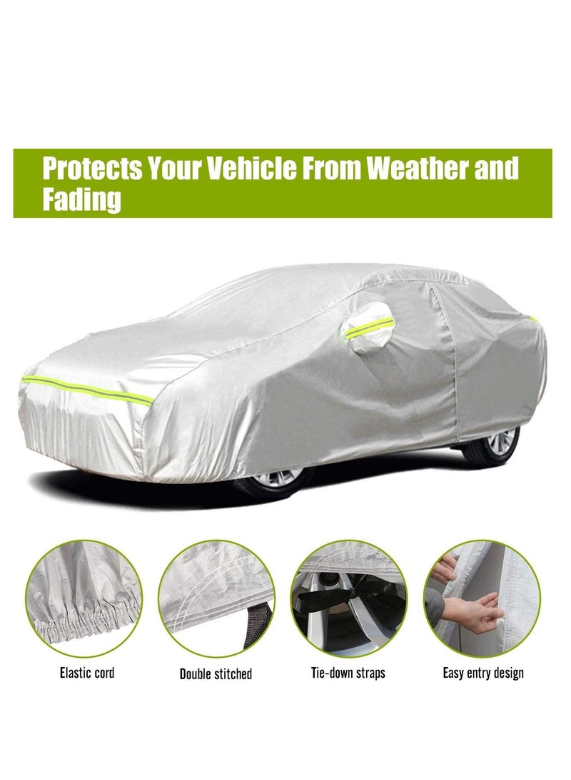 ZUIHAO Full Car Cover with Reflective Strip Universal Fit 177-194 Inch 5 Layer Heavy Duty Sun Protection Waterproof Dustproof Snowproof Windproof Scratch Resistant with Storage Bag Sedan Cover - Image 5