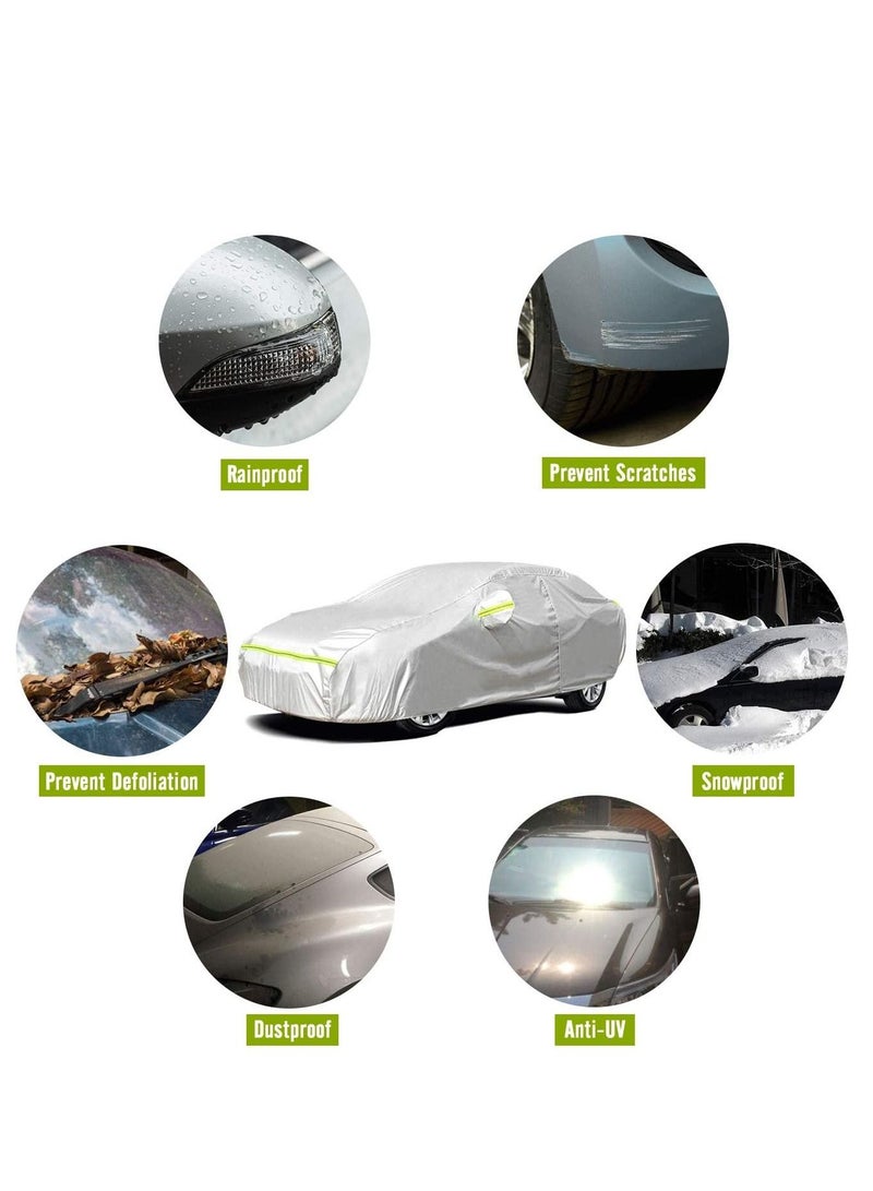 ZUIHAO Full Car Cover with Reflective Strip Universal Fit 177-194 Inch 5 Layer Heavy Duty Sun Protection Waterproof Dustproof Snowproof Windproof Scratch Resistant with Storage Bag Sedan Cover - Image 2