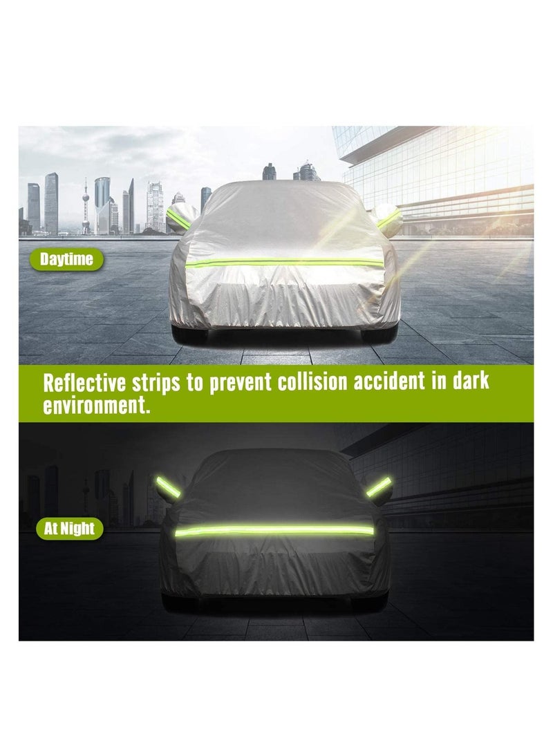 ZUIHAO Full Car Cover with Reflective Strip Universal Fit 177-194 Inch 5 Layer Heavy Duty Sun Protection Waterproof Dustproof Snowproof Windproof Scratch Resistant with Storage Bag Sedan Cover - Image 3
