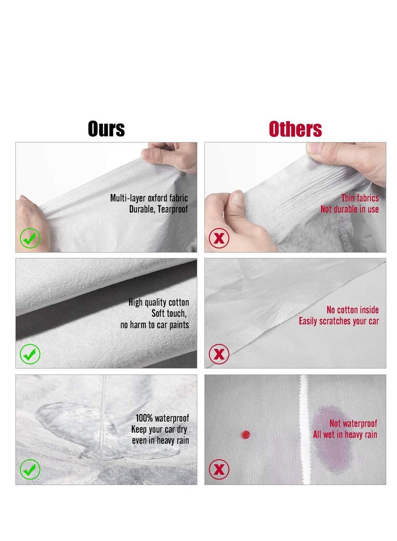 ZUIHAO Full Car Cover with Reflective Strip Universal Fit 177-194 Inch 5 Layer Heavy Duty Sun Protection Waterproof Dustproof Snowproof Windproof Scratch Resistant with Storage Bag Sedan Cover - Image 4