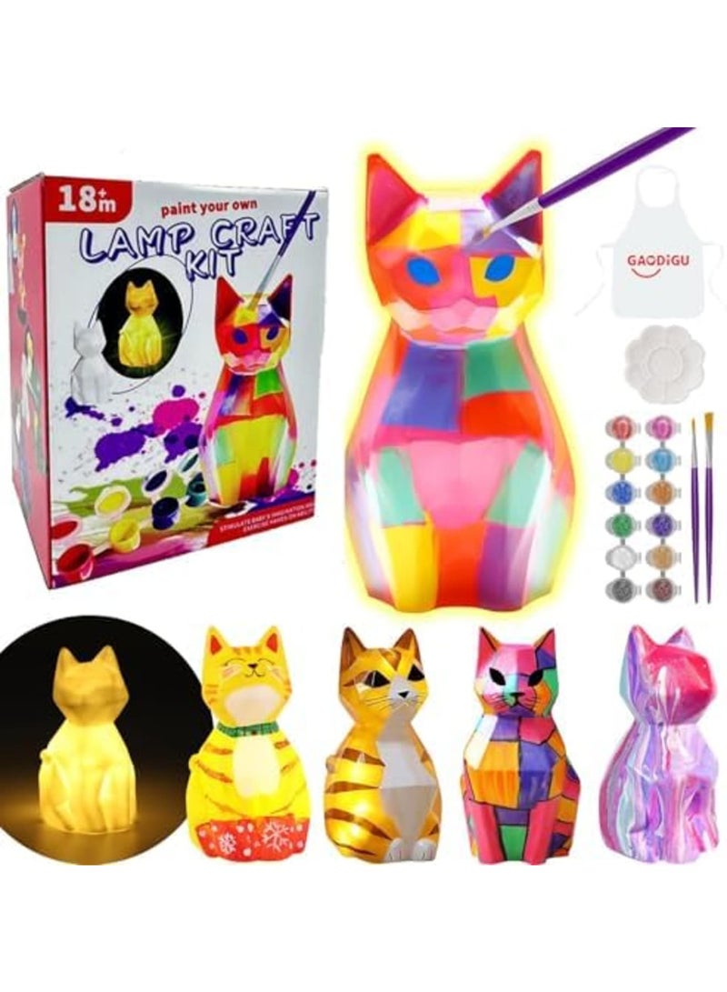 SYOSI DIY Cat Lamp Crafts for Girls from 4 5 6 7 8 Years, Crafts for Girls and Boys, Craft Sets Children, Kids Toy, Creative Gifts for Children Aged 6-12 Years (Cat Lamp) - Image 1