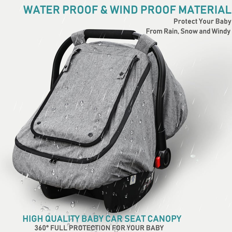 YVMVDV Waterproof Baby Car Seat Coverï¼ŒYVMVDV Patented Cold Weather Carseat Cover for Babies,Infant Car Seat Cover Canopy for Boy Girls,Windproof Car Seat Canopy for Boys & Girls, Keeps Babies Warm - Image 2